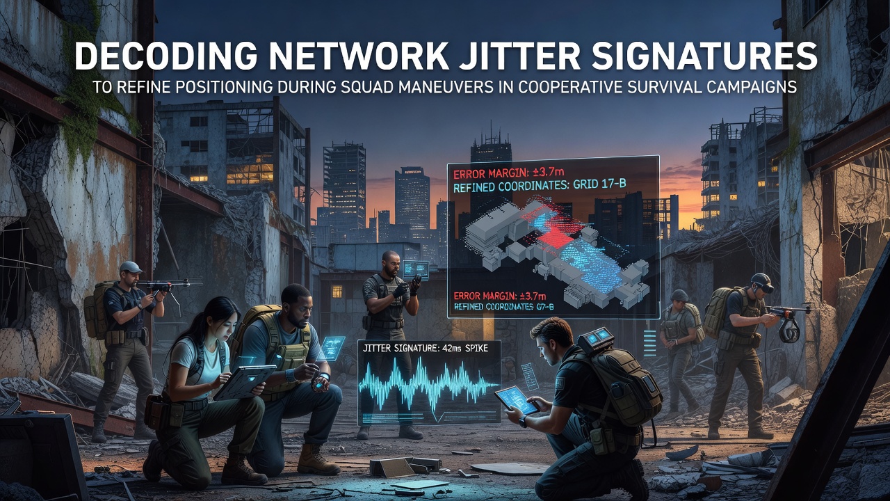 Network visualization showing jitter patterns overlaid on squad movement paths in a cooperative survival game environment