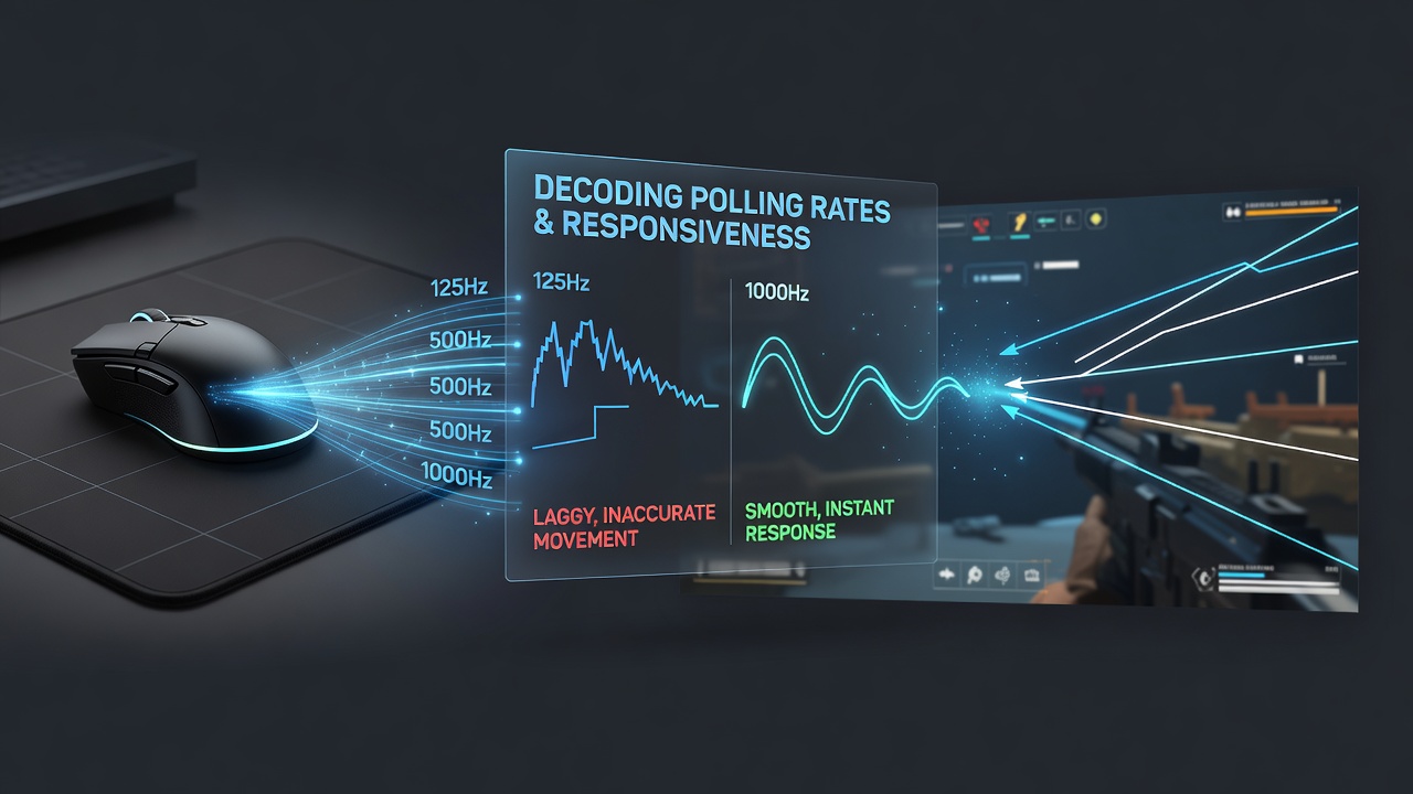 Comparison chart of cursor trails at different polling rates during simulated combat maneuvers