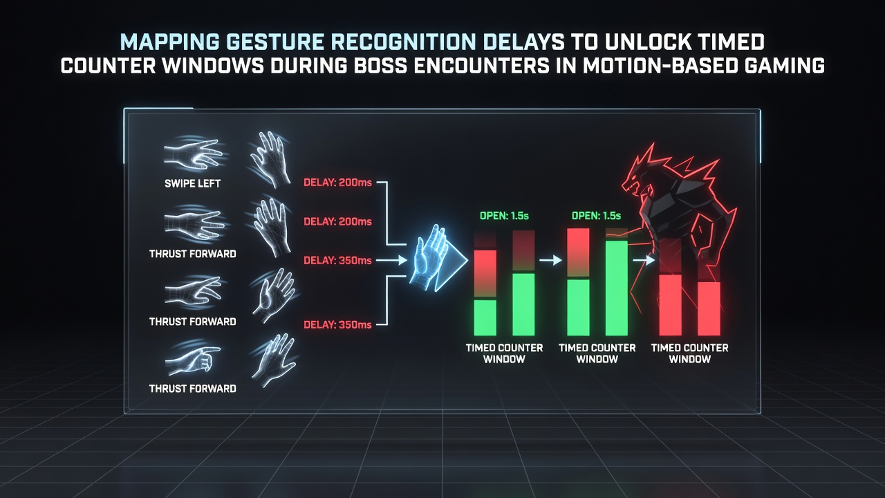 Diagram illustrating gesture timing offsets during a boss counter sequence